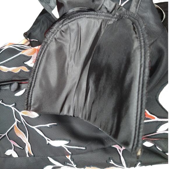 Vintage Asian Style Floral Jacket with Cuffed Sleeves size 12 Jacquard Tai Chi - Picture 5 of 5